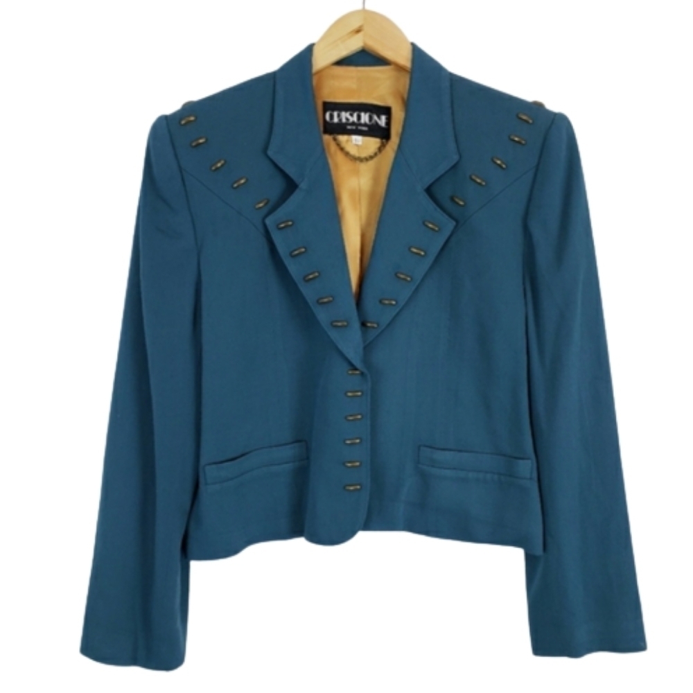 Criscione vintage blue blazer with brass details